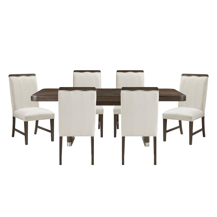Clara Brown/Beige 7pc Rectangular Dining Room Set 6066