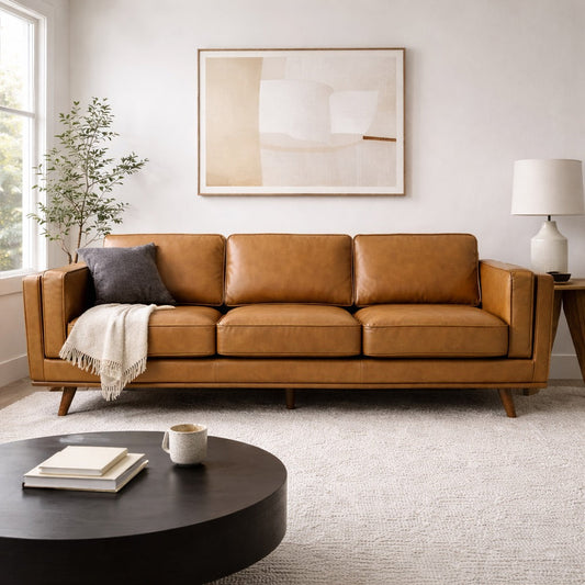 Chase 91"  Tan Genuine Leather Sofa