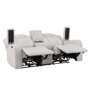 Radiant Grey POWER/LED/BLUETOOTH SPEAKERS Reclining Sofa and Loveseat SH8895