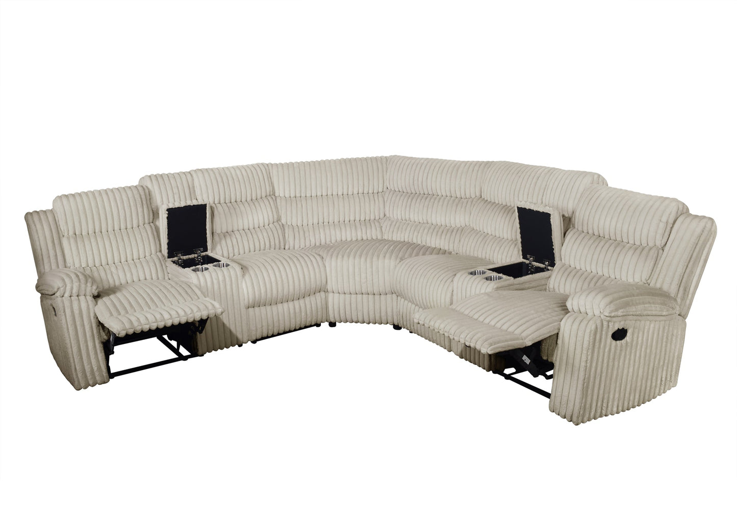 Calantha Cream Corduroy Reclining Sectional S3672