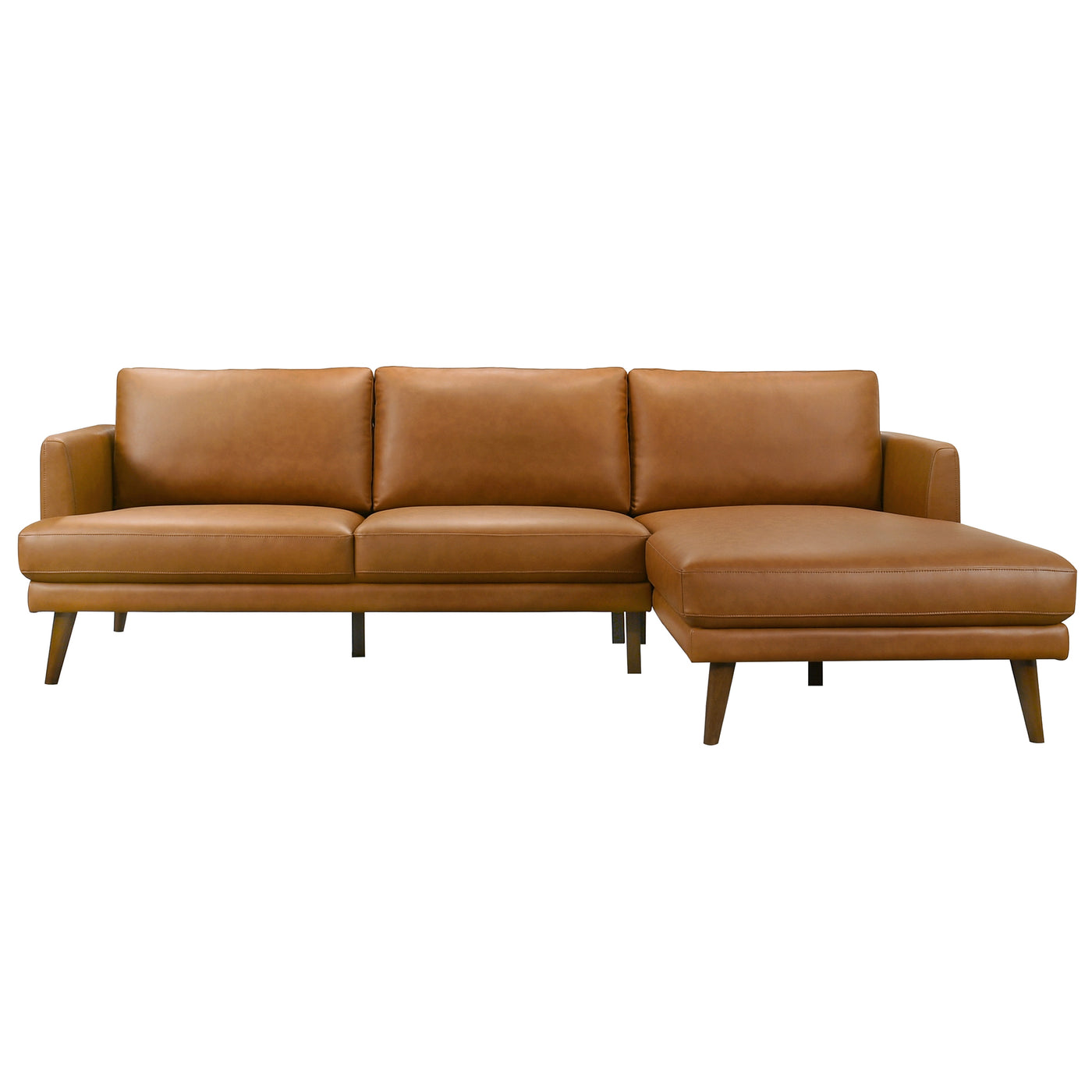 Lore Tan L-Shaped Genuine Leather RAF Sectional