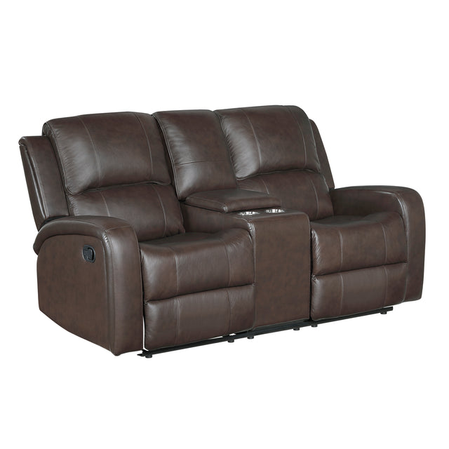 Austin Brown GENUINE LEATHER Reclining Set 9735