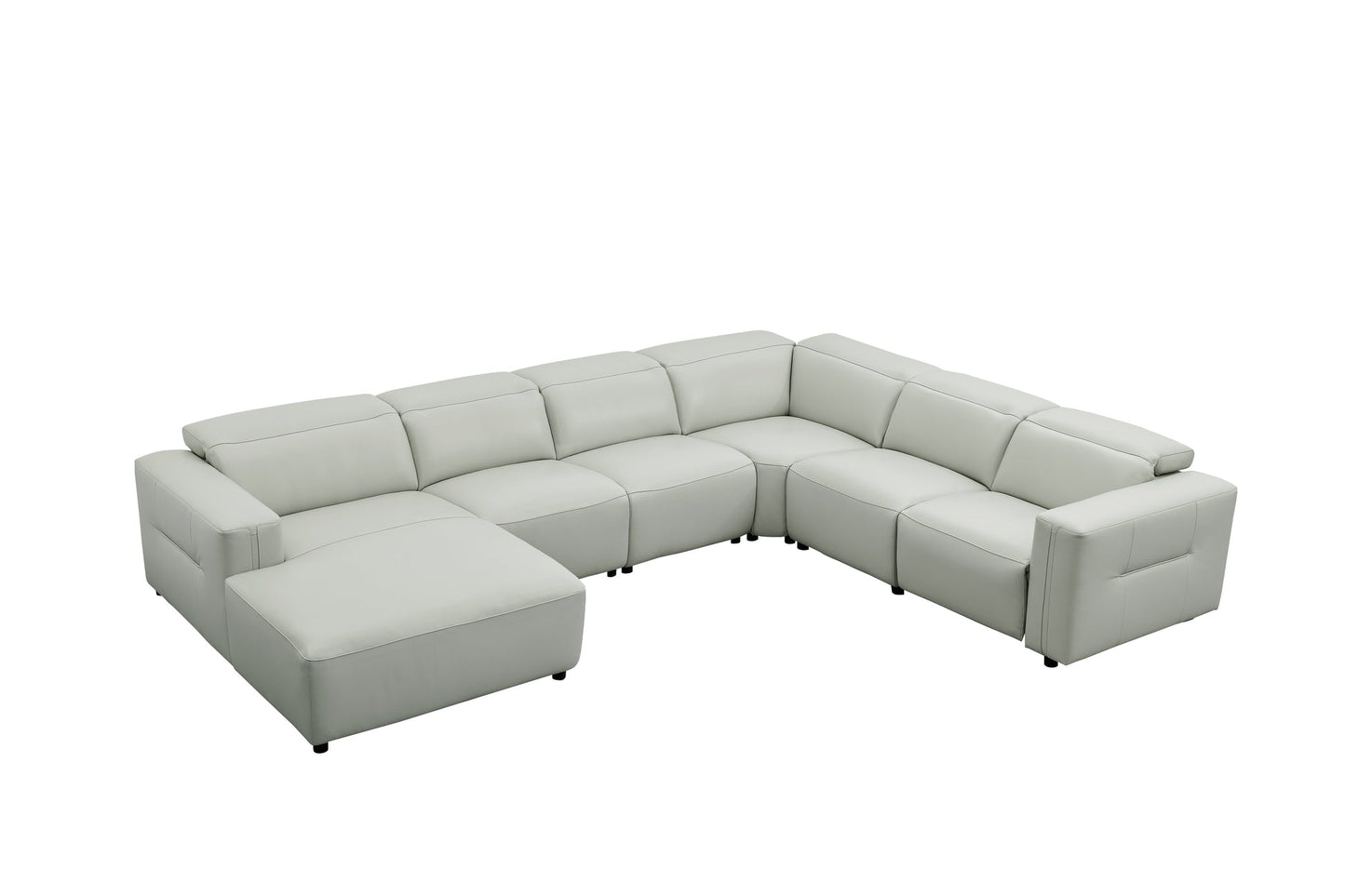 Noel Grey Italian Leather/Match POWER Reclining Sectional with Chaise MI-2525