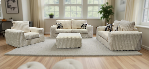 Texan Ivory Corduroy OVERSIZED Living Room Set S320