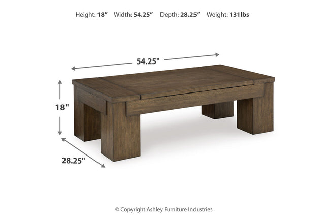 Rosswain Warm Brown Lift-top Coffee Table and 2 End Tables T763