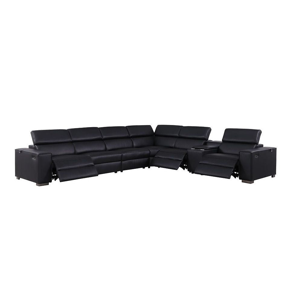 Picasso Black 3-POWER  Leather Match 7pc Sectional  MI631