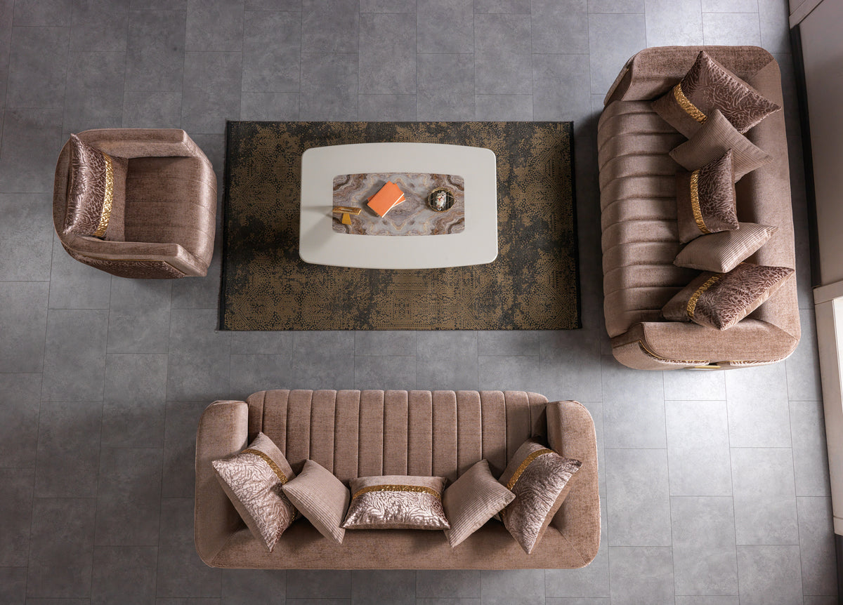Carlina Coffee Luxury Living Room Set