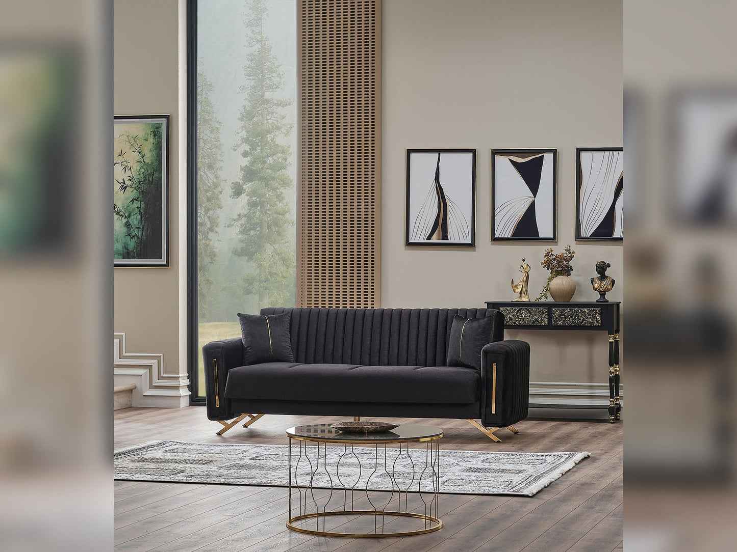 Senfoni 3-pieces (Sofa & Loveseat & Chair) Livingroom Set Black