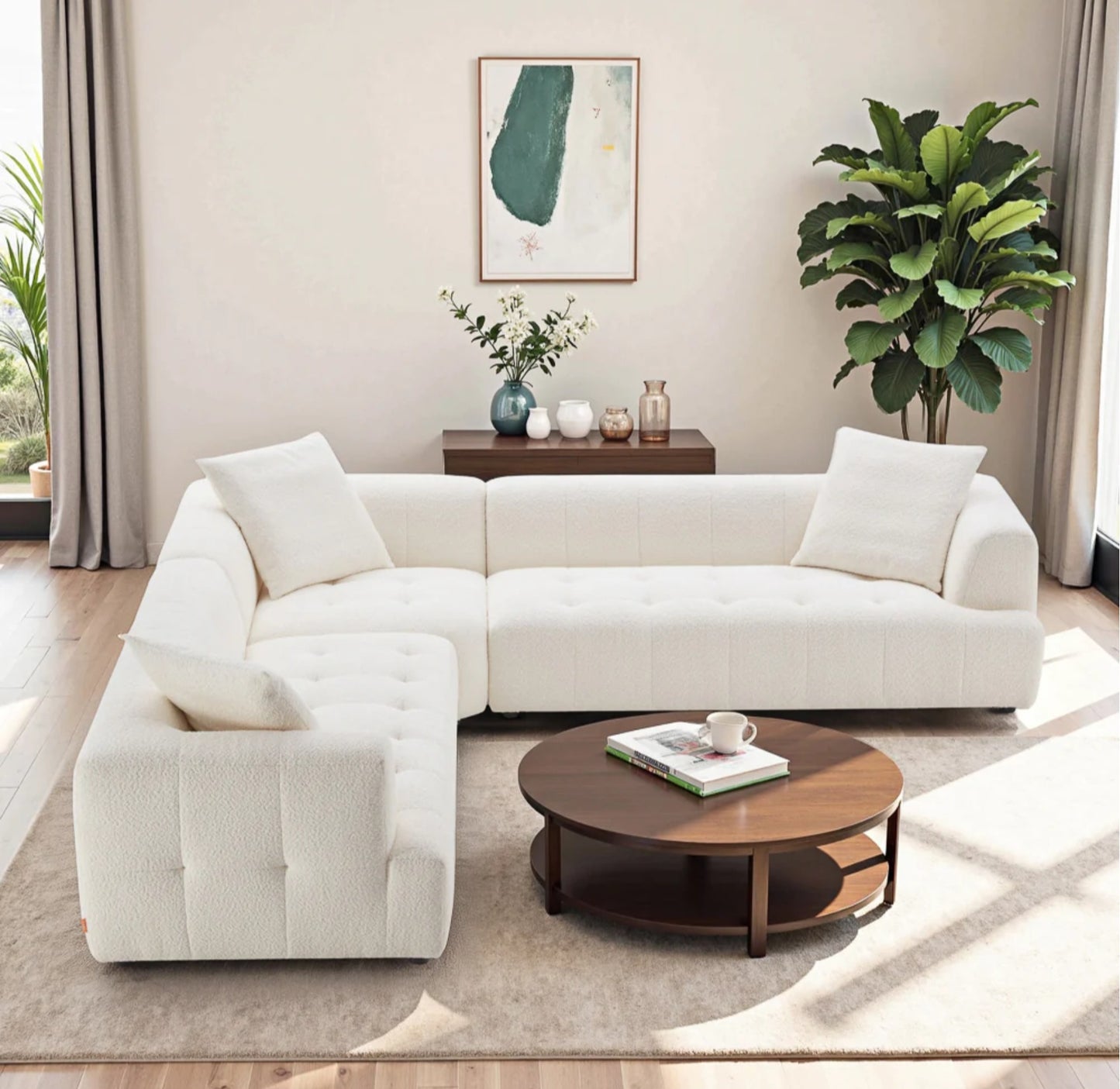 Kaynes Ivory Boucle Corner Sofa