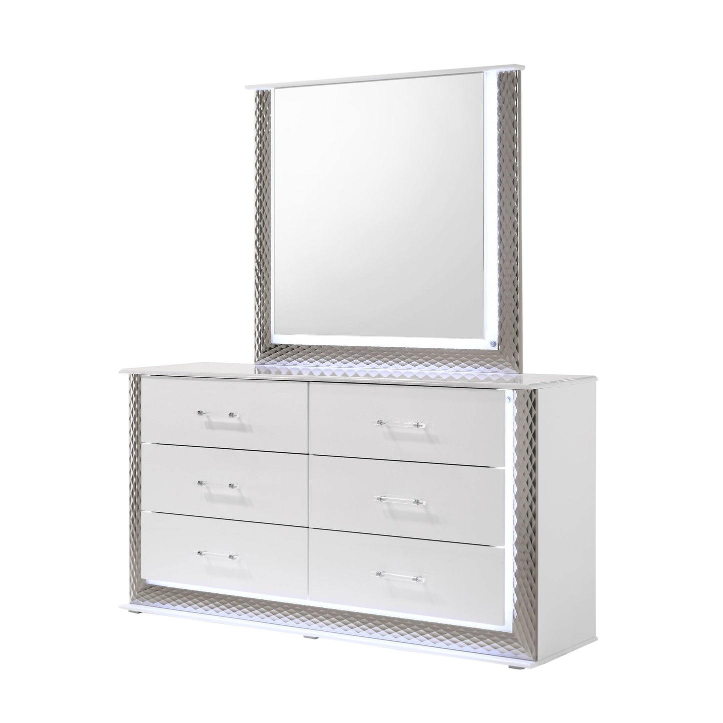 Dina White LED Platform Bedroom Set