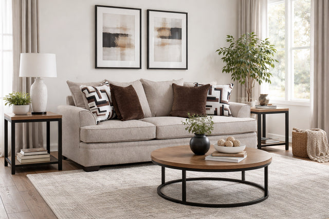 100 Coffee Fabric Sofa & Loveseat Set