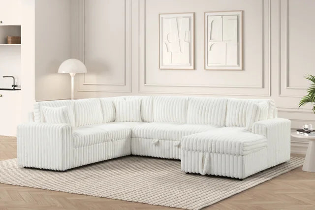 Forever Beige Sectional With Pull-Out Bed
