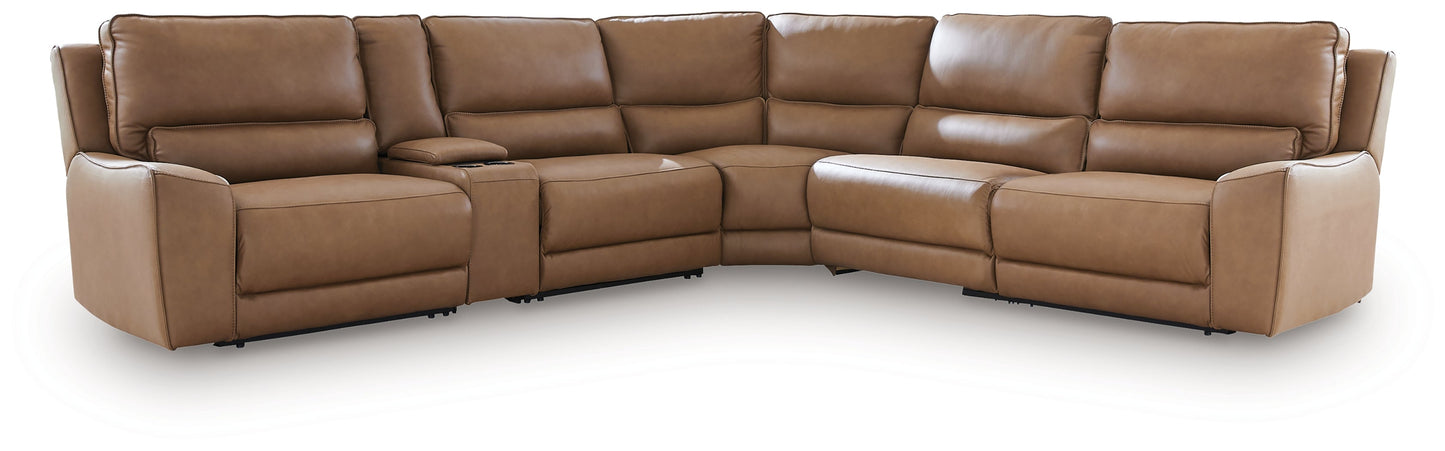 DeepWakes Caramel 6pc Reclining Sectional with Storage Console | PCU62606