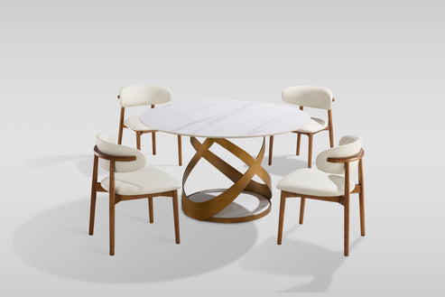 Dimi White/Bronze 5pc Dining Room Set D1550
