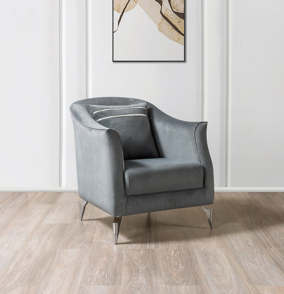 Belinda Gray Velvet Chair