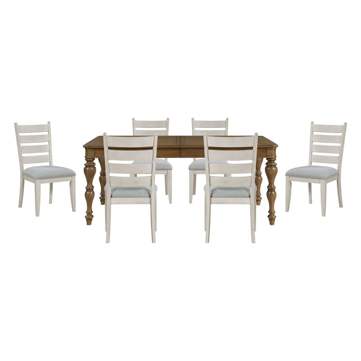 Wyatt Brown/Weathered White 7pc Extendable Dining Room Set 6017