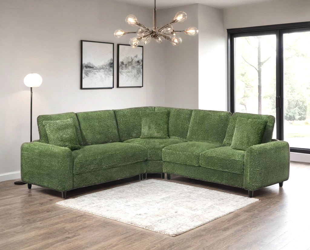 Stella Green Teddy Bear Fabric Sectional