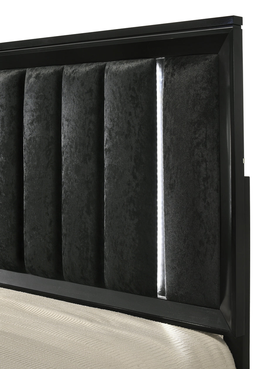 Cressida Black LED Upholstered Panel Bedroom Set B7350