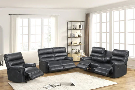 Albert40 Black Leather 3pc Reclining Set