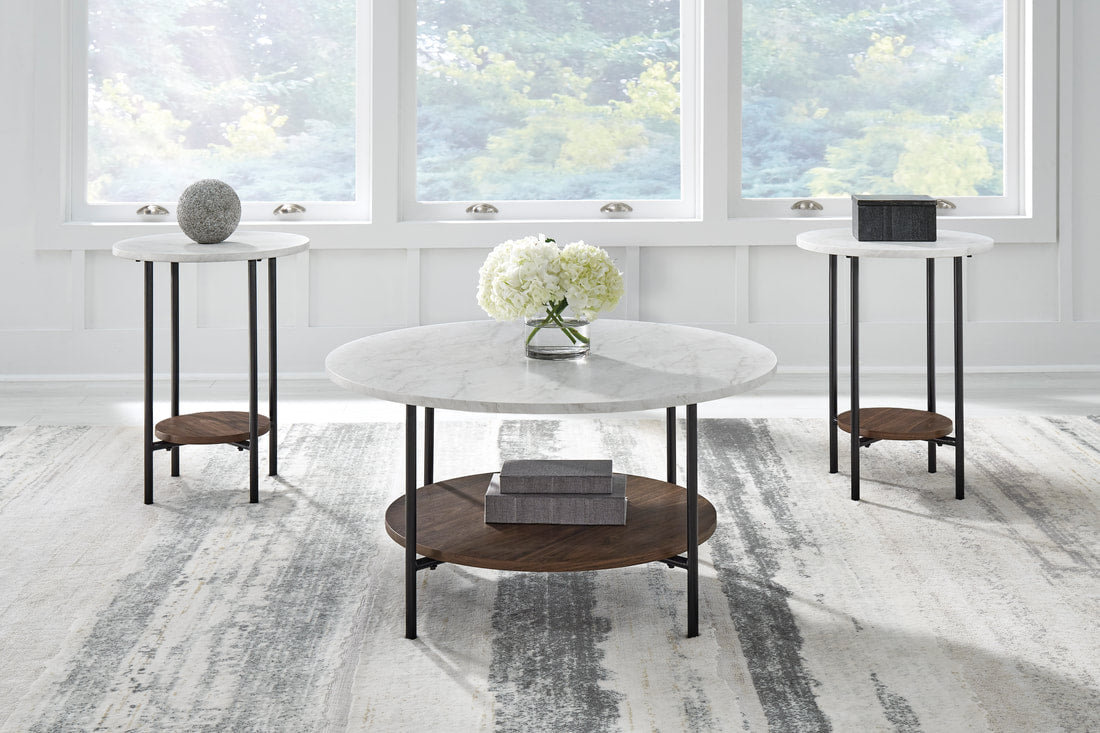 Wrenwich Brown/Black/White Table (Set of 3) T167