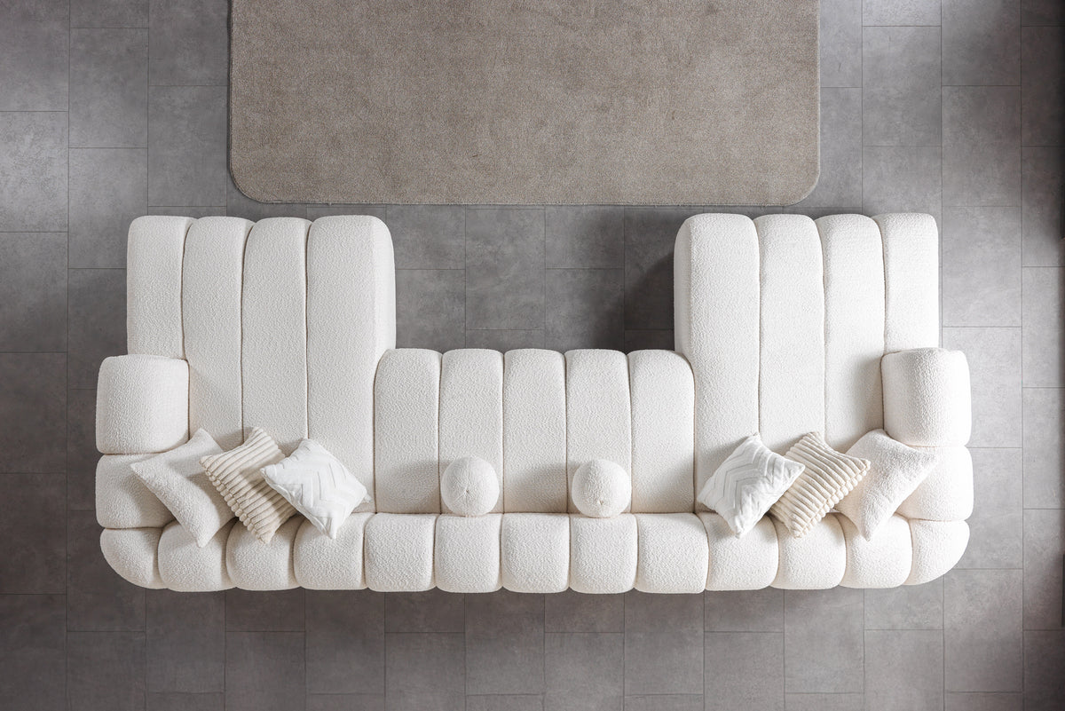 Lis Ivory Boucle Double Chaise 147" Sectional