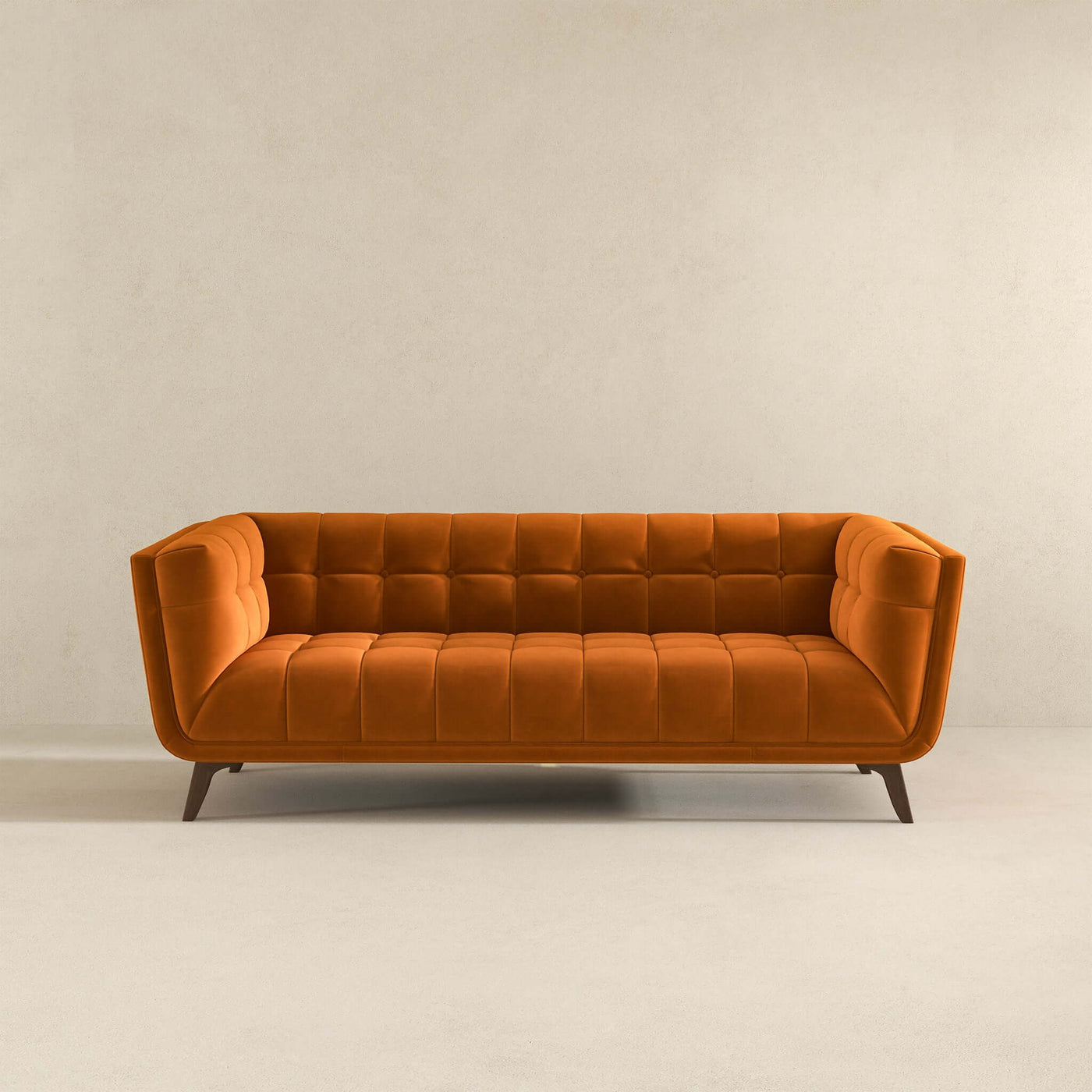 Addison 86" Burnt Orange Velvet Modern Sofa