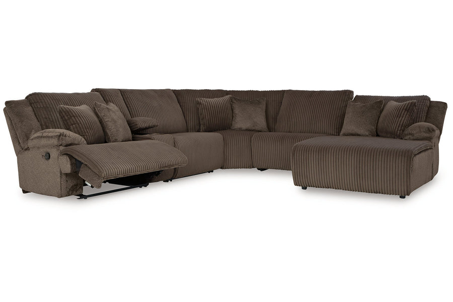 Top Tier Chocolate 6pc RAF Chaise Reclining Sectional 92705