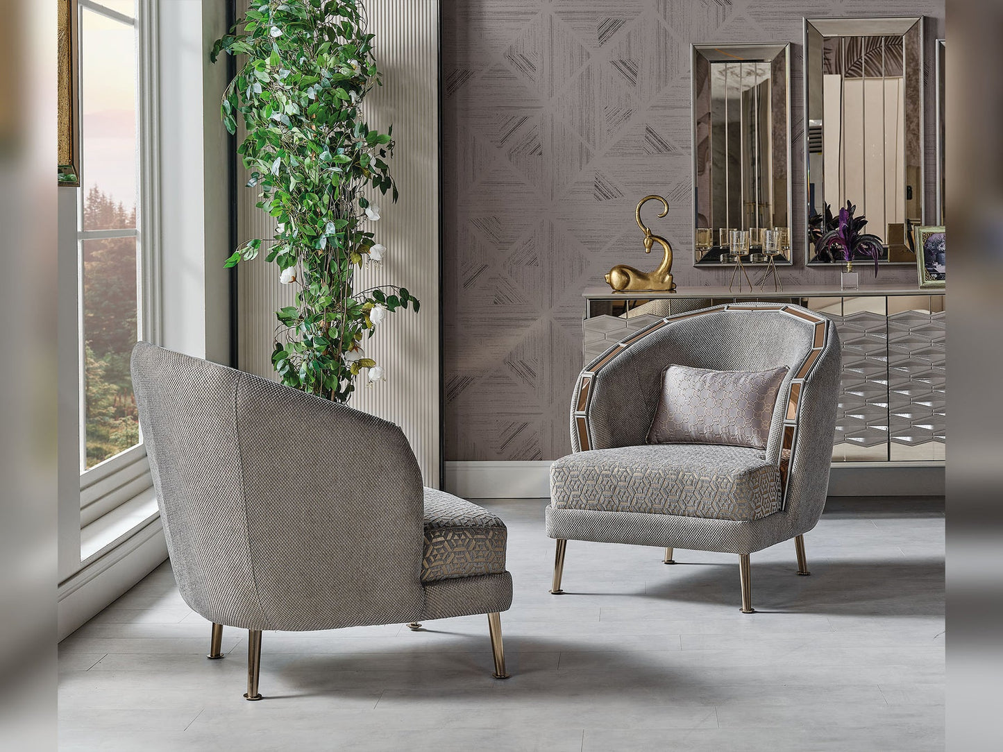 Gokce 3-pieces (2 Sofa & 1 Chair) Livingroom Set Grey