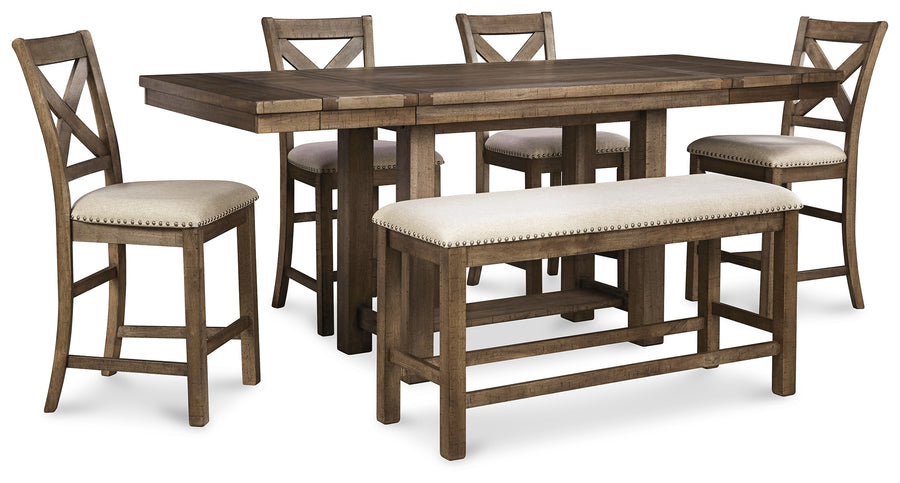 Moriville Grayish Brown Counter Height Set | D631