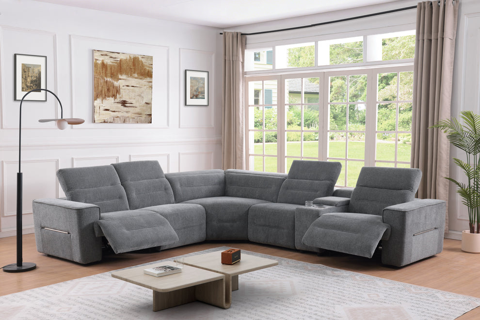 Nexus Dark Grey Fabric POWER Sectional MI-1265