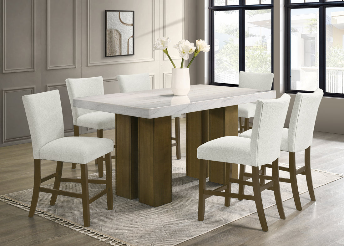 Capri20 GENUINE MARBLE Counter Height Table & 6-Chairs