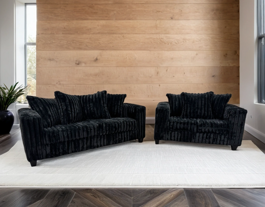 510 Black Corduroy Fabric Sofa And Loveseat