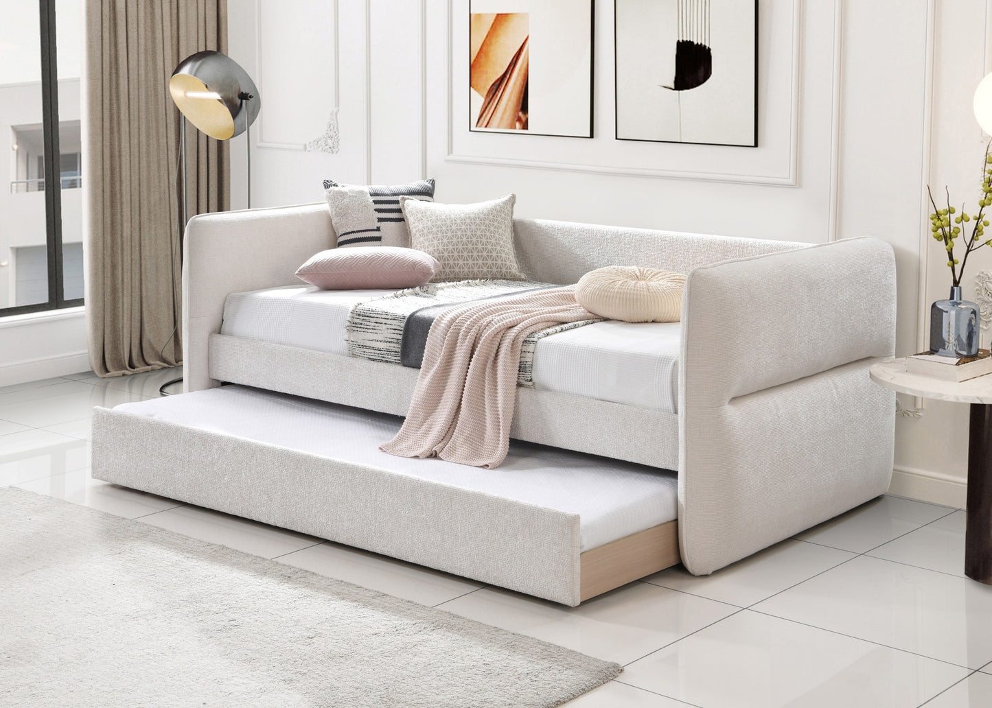 Philipa Oatmeal Tweed Daybed with Trundle 5324
