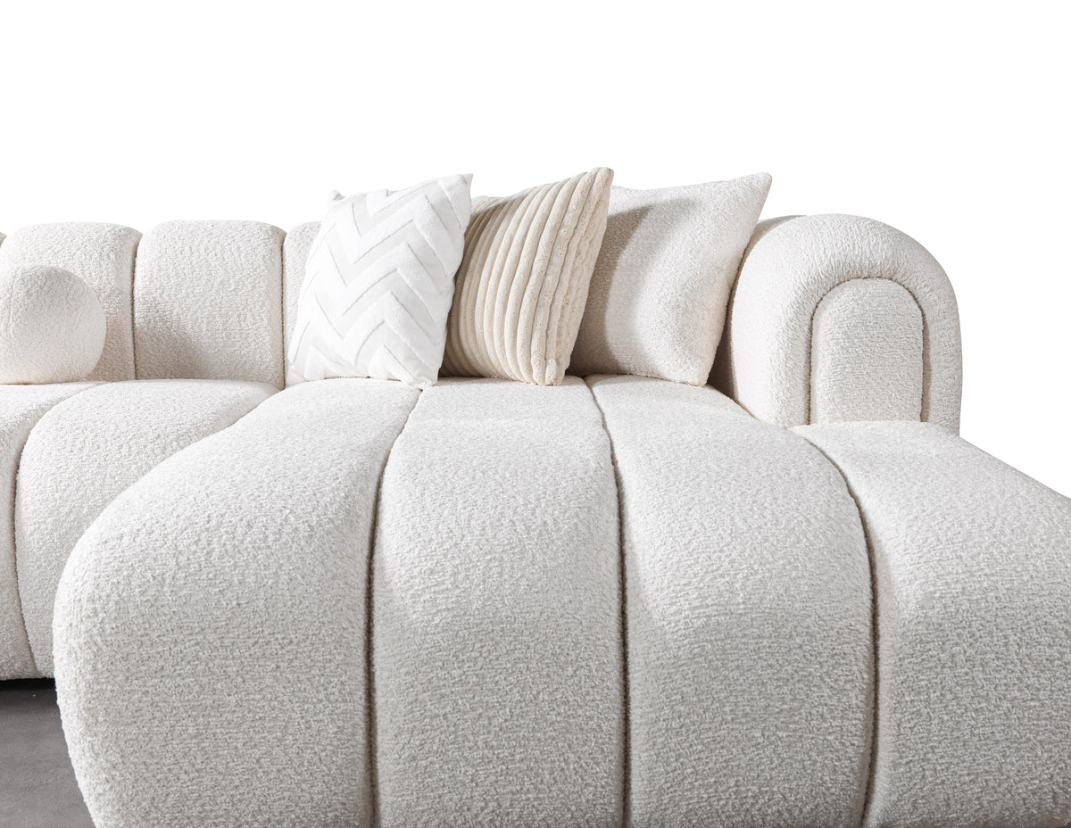 Lis Ivory Boucle Double Chaise 147" Sectional