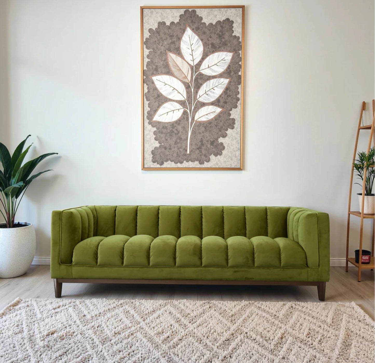Melissa 91" Mid-Century Modern Green Velvet Sofa