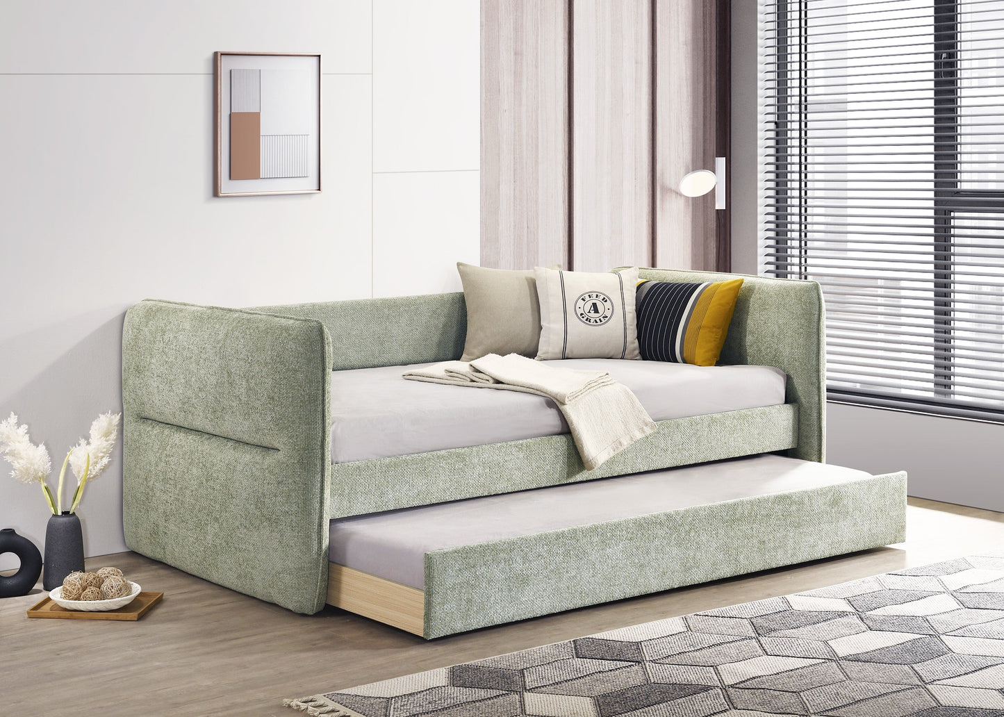 Philipa Light Green Daybed with Trundle 5324