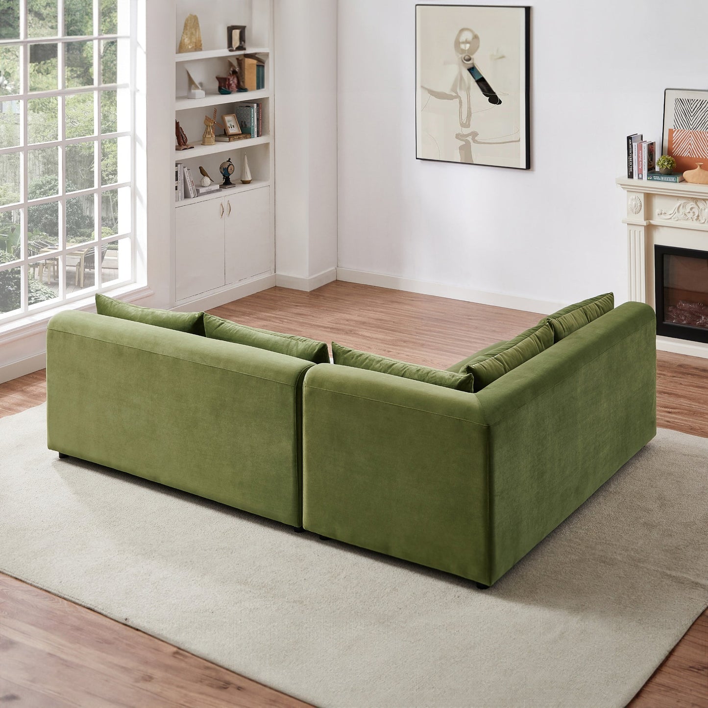 Langridge Olive Green Velvet Modular Corner Sectional