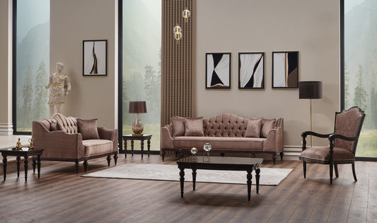 Zumrut 3-pieces (Sofa & Loveseat & Chair) Livingroom Set Light Brown