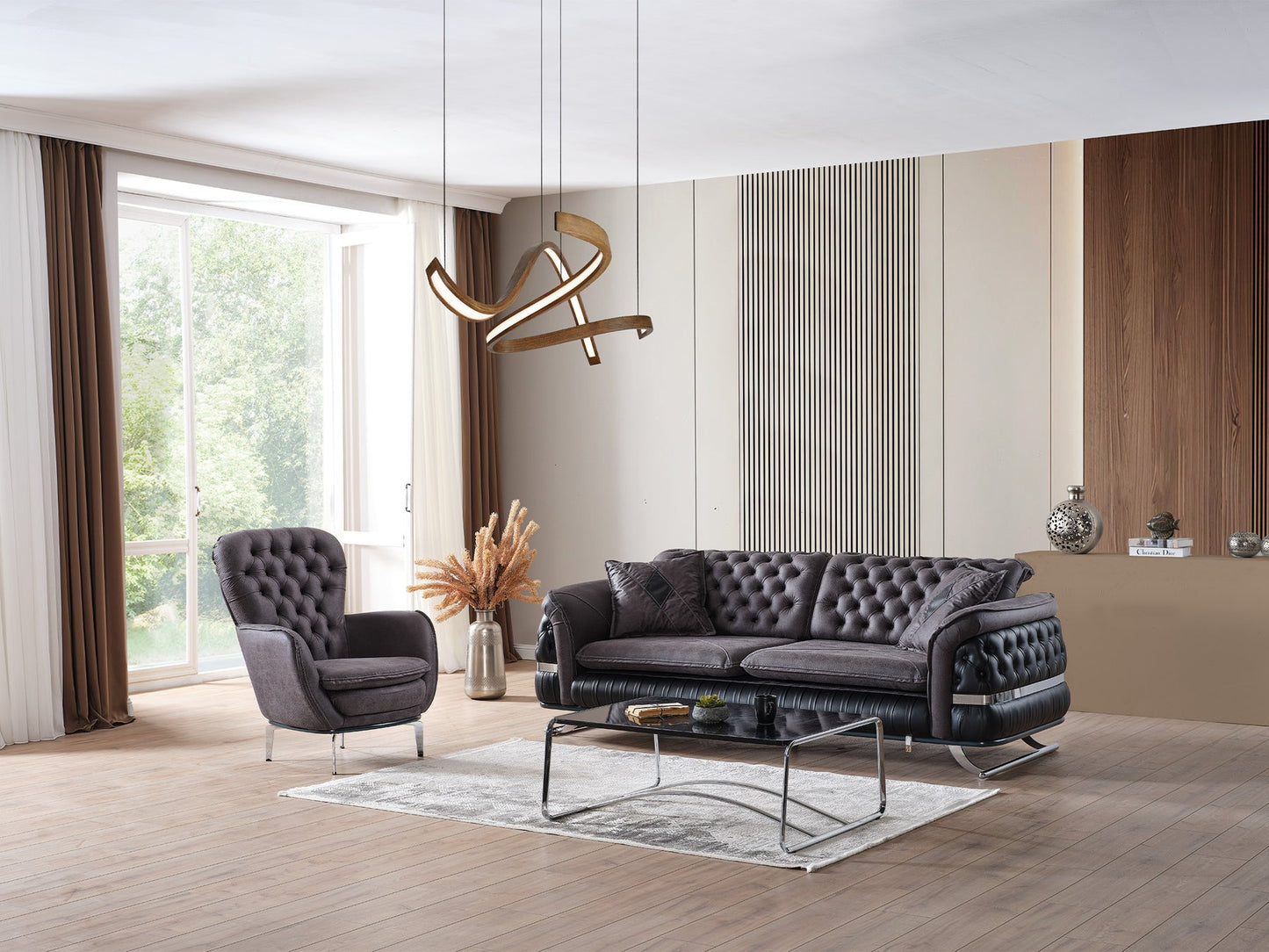 Bravo 3-pieces (Sofa & Loveseat & Chair) Livingroom Set Black