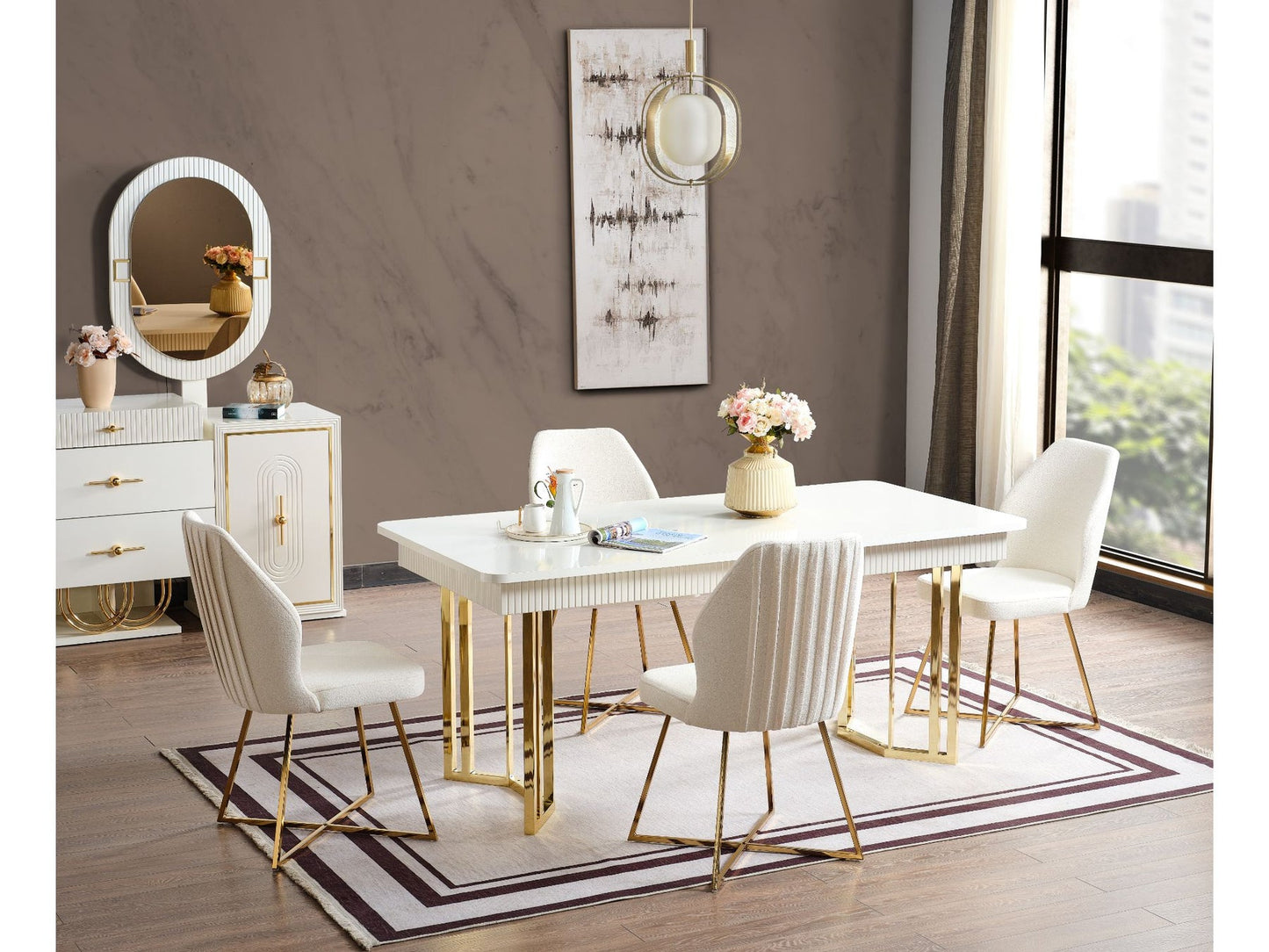 Marsel Diningroom (75"Dining Table & 6 Dining Chair)