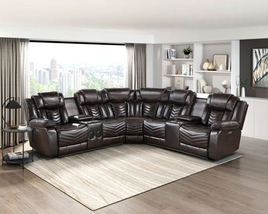 Ramone Dark Brown POWER/LED Reclining Sectional 9508