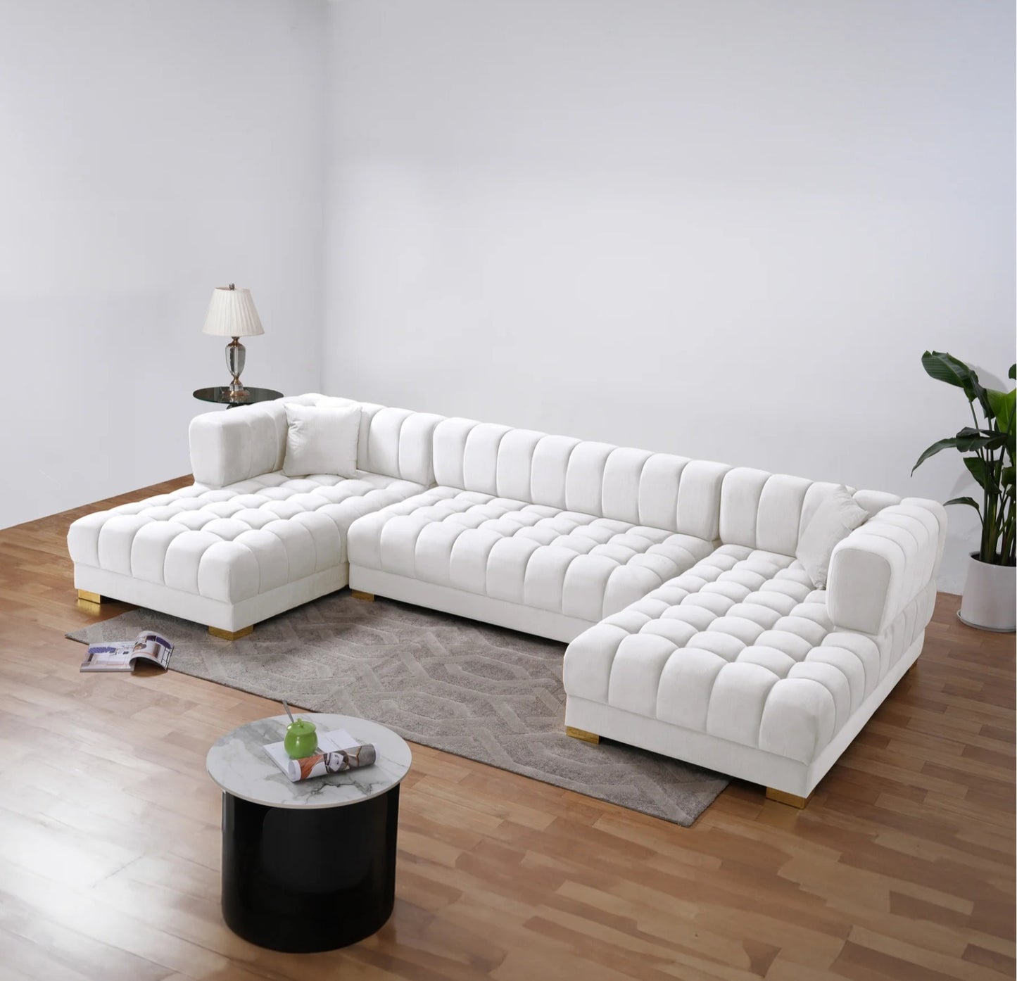 Marlow 142" Ivory Velvet U Shape Corner Sectional
