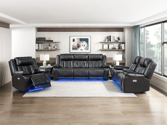 Huron Black POWER/LED/BLUETOOTH SPEAKERS Reclining Set 8457