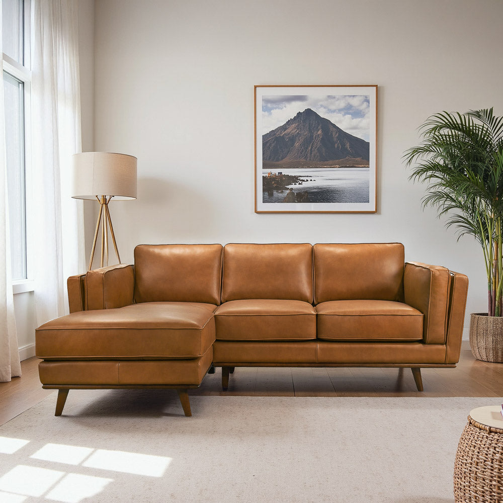 Chase 92" Tan Genuine Leather LAF Sectional