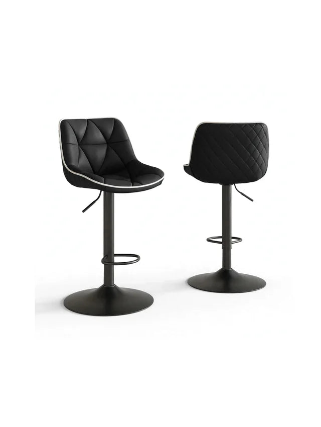 Black Faux Leather Barstool 1208 Set of 2