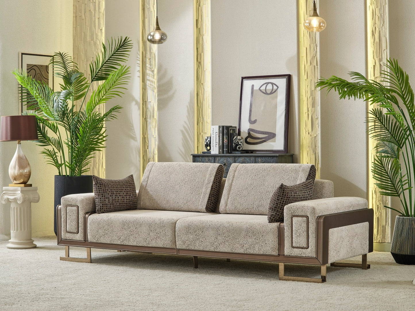 Nirvana 4-pieces (2 Four Seat Sofa & 2 Chair) Livingroom Set Beige
