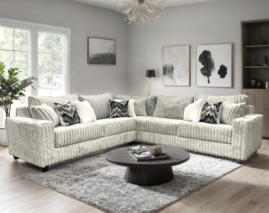 Grey/Stone OVERSIZED Corduroy Sectional 9600