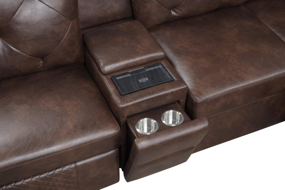 Winston Brown POWER Reclining Sectional (Pull-Out Bed)