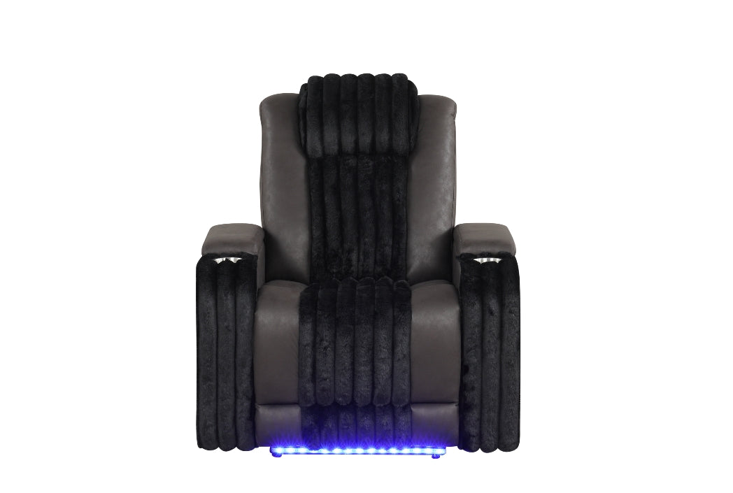 Lita Black POWER RECLINER/ HEADREST/LED 3pc Living Room Set S4225