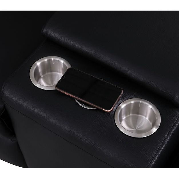 Picasso Black 2-POWER  Leather Match 6pc Sectional  MI631